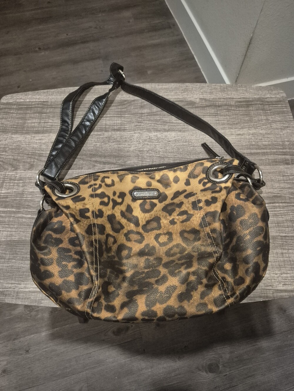 Emilie M Leopard Print Y2K Hobo Shoulder Bag Simulated Leather Animal Print